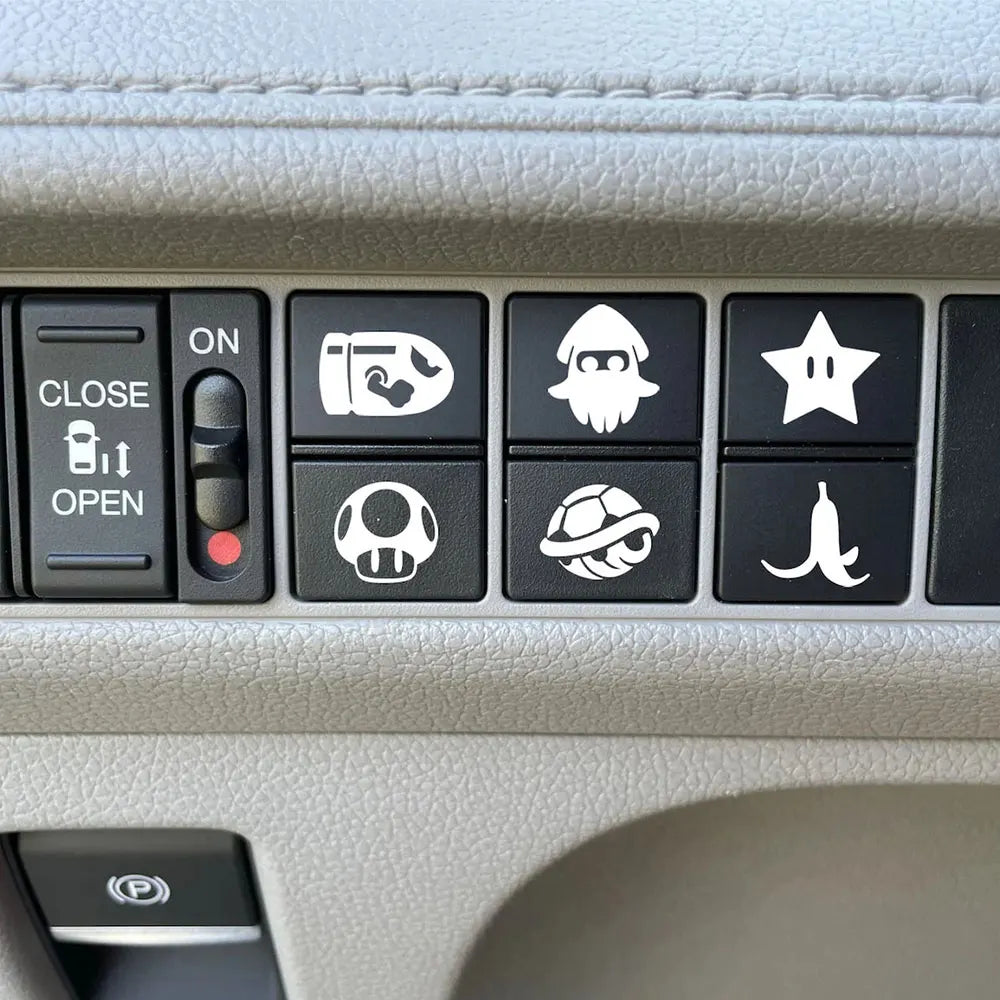 Cartoon Blank Button Car Sticker - Vinyl Decals
