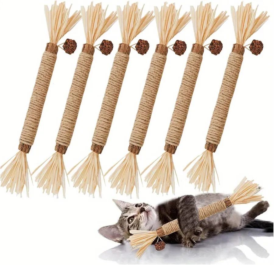 1Pc Cat Raffia Grass Silvervine Chew Stick