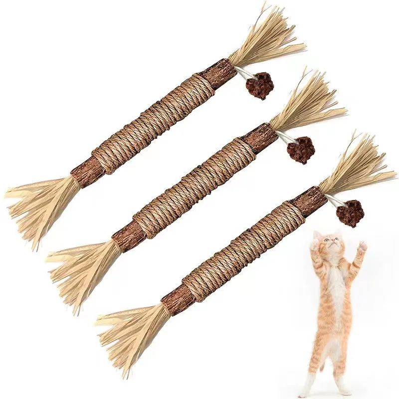 1Pc Cat Raffia Grass Silvervine Chew Stick