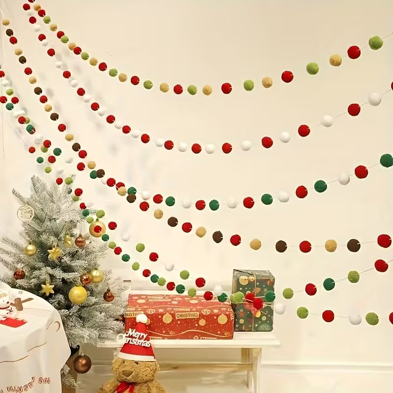 36-Ball Pre-Strung Pompom Garland (9.8 ft)