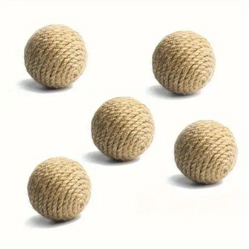 5Pcs Hand-Woven Cat Hemp Rolling Interactive Ball