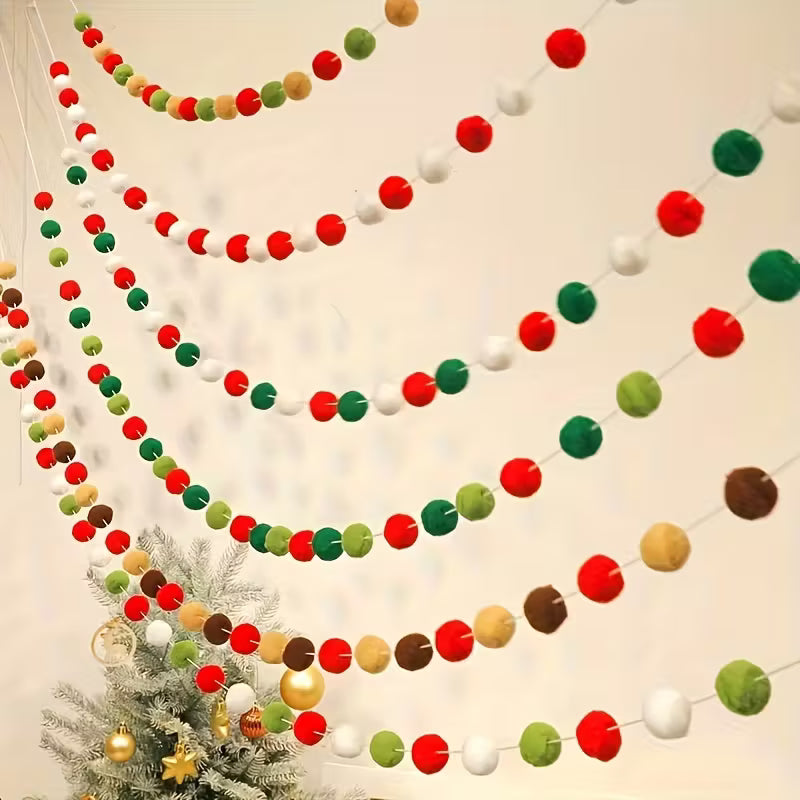 36-Ball Pre-Strung Pompom Garland (9.8 ft)