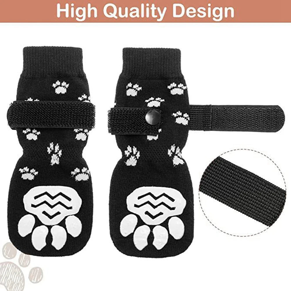 4Pcs Anti-Slip Rubber Reinforced Dog Socks