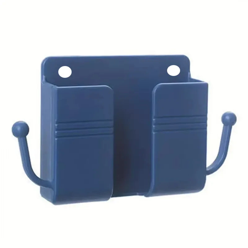 Adhesive Wall Mount Phone Holder With Hooks -Storage Box For Mobiles
