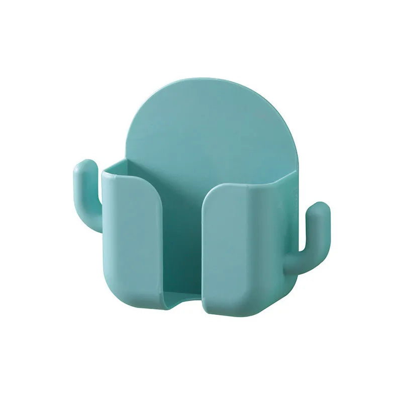 Adhesive Wall Mount Phone Holder With Hooks -Storage Box For Mobiles