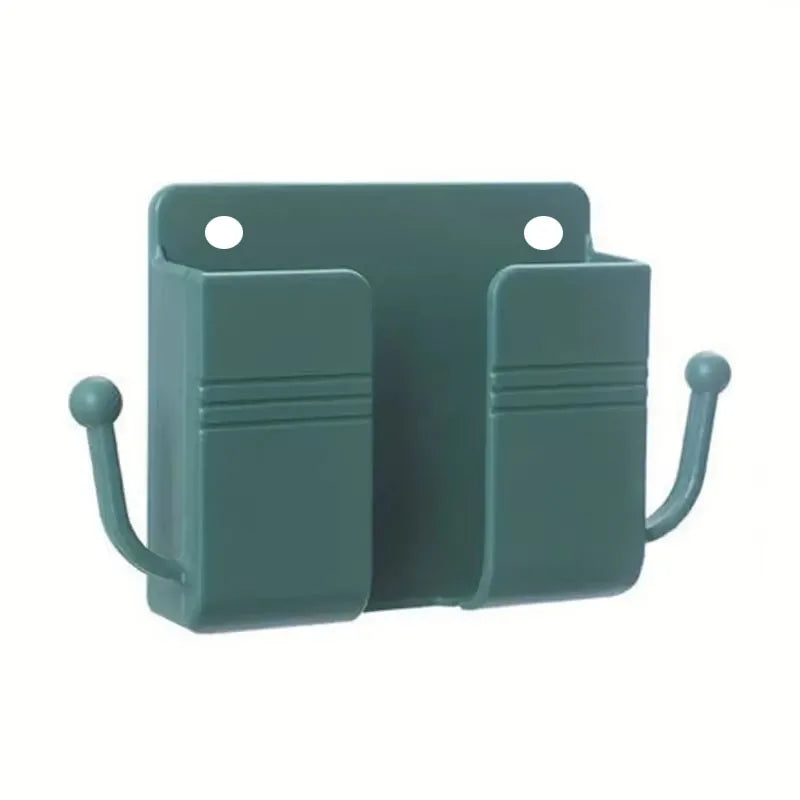 Adhesive Wall Mount Phone Holder With Hooks -Storage Box For Mobiles