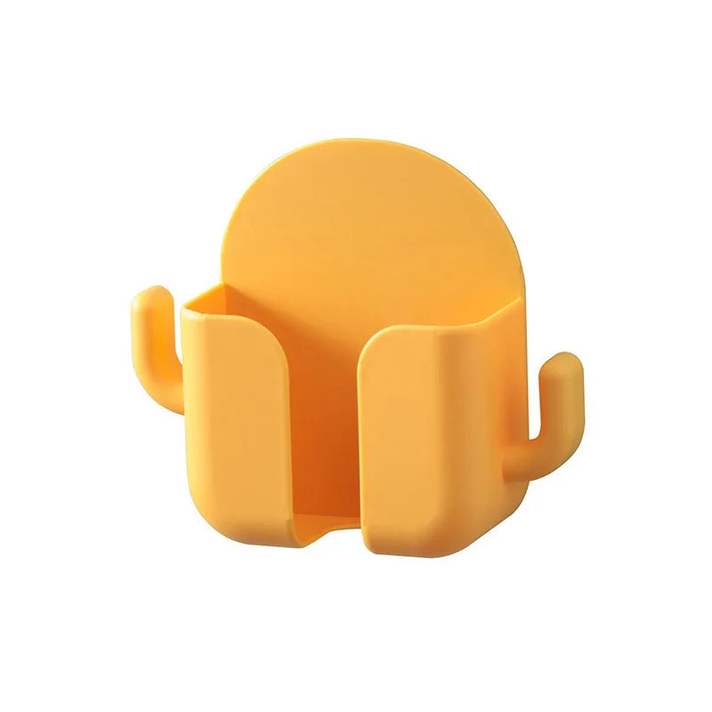 Adhesive Wall Mount Phone Holder With Hooks -Storage Box For Mobiles