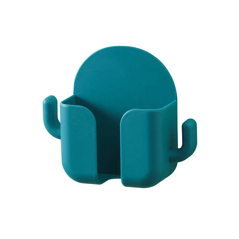 Adhesive Wall Mount Phone Holder With Hooks -Storage Box For Mobiles