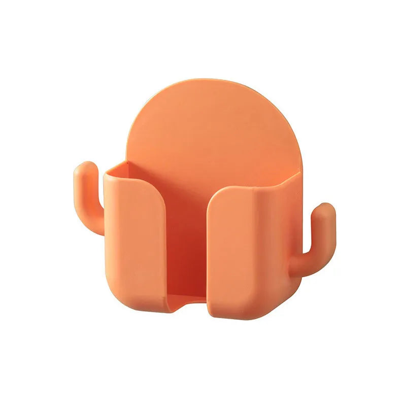 Adhesive Wall Mount Phone Holder With Hooks -Storage Box For Mobiles
