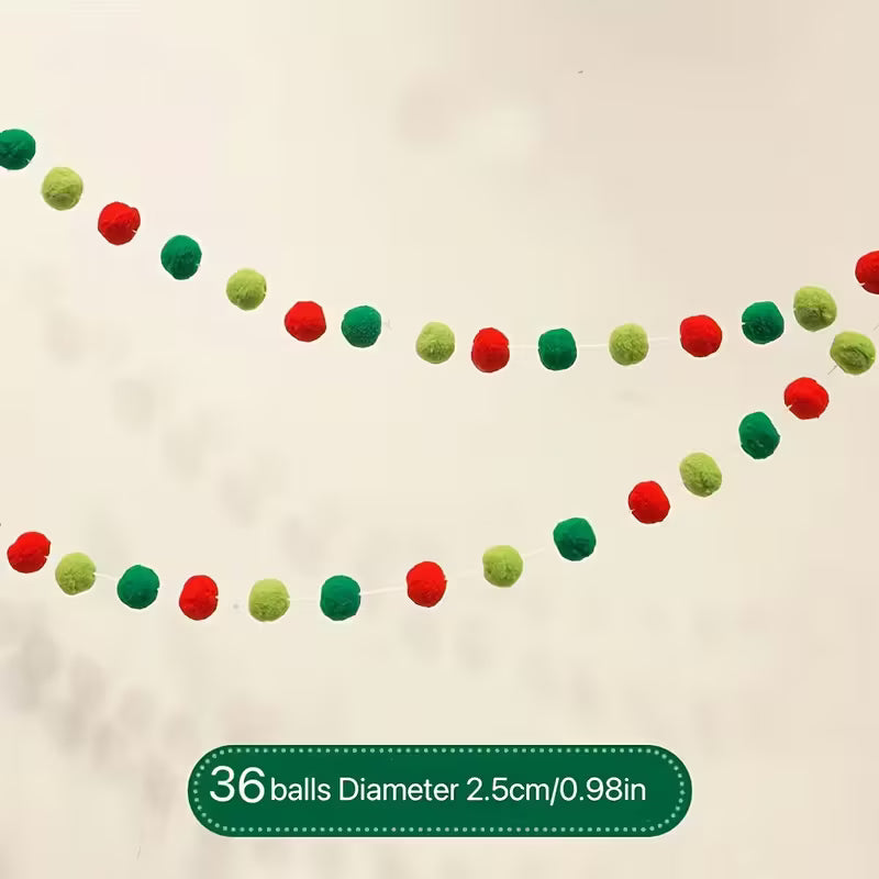 36-Ball Pre-Strung Pompom Garland (9.8 ft)
