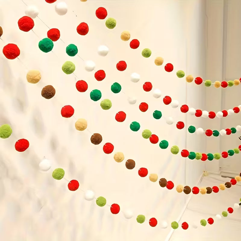 36-Ball Pre-Strung Pompom Garland (9.8 ft)