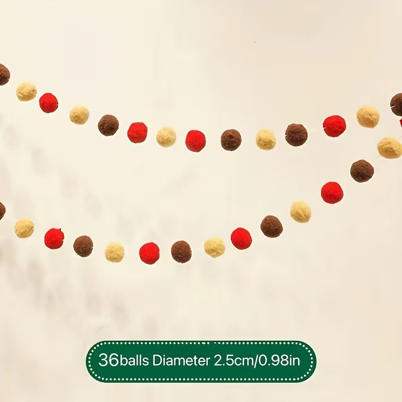 36-Ball Pre-Strung Pompom Garland (9.8 ft)