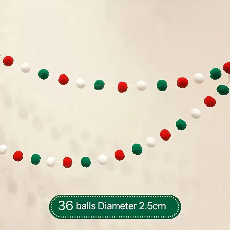 36-Ball Pre-Strung Pompom Garland (9.8 ft)