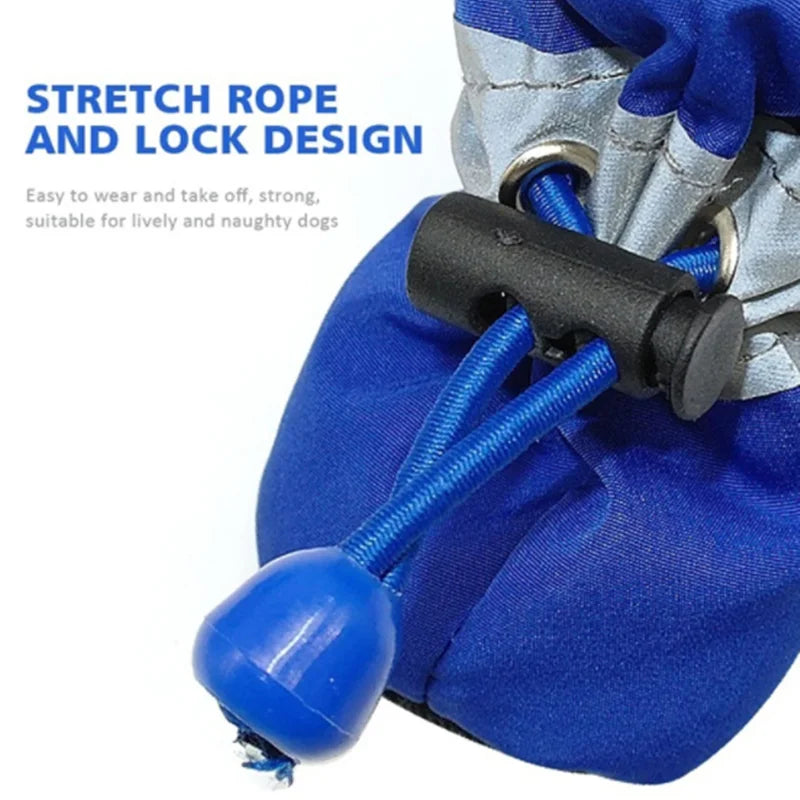 4pcs Blue Waterproof Pet Rain Boots