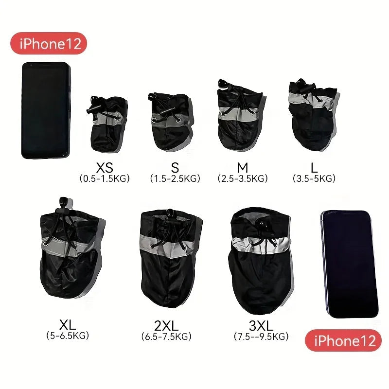 4pcs Blue Waterproof Pet Rain Boots