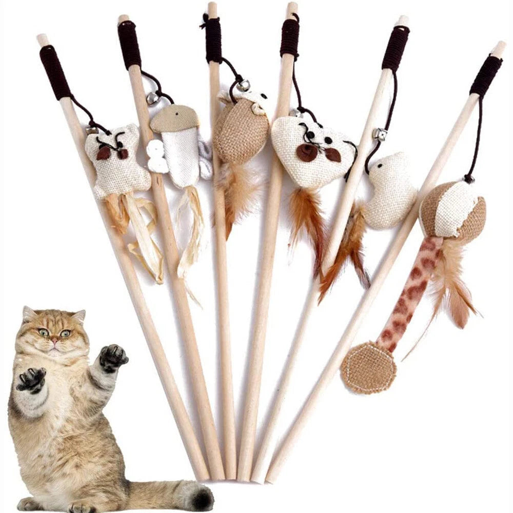 1pc Cats Feather-Wand Teaser Toy Rod