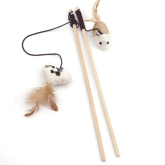 1pc Cats Feather-Wand Teaser Toy Rod